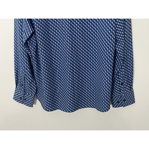 Con.struct Slim Fit Blue Geometric Print Button Up Shirt Size XL 4 Way Stretch - Picture 10 of 16